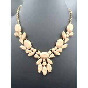 J.Crew Bib Necklace Statement Collar Cream Faceted Flower Beads‎ Gold tone
